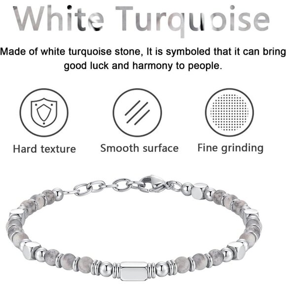 Grey White Boho Beaded Bracelets for Women Trendy Jewelry Gifts for Lover, Mom - Picture 4 of 7